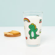 Glass Cup (480ml) - Rainbow Dino