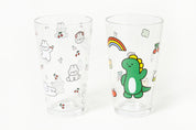 Glass Cup (480ml) - Rainbow Dino