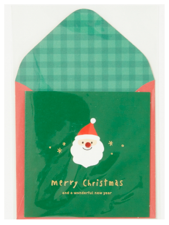 Christmas Card Mini Santa Green