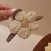 Knitted Hair Claw Clip Flower