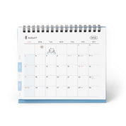 2025 Transparent Monthly Tab Desk Calendar - Puppy & Kitty (Blue)