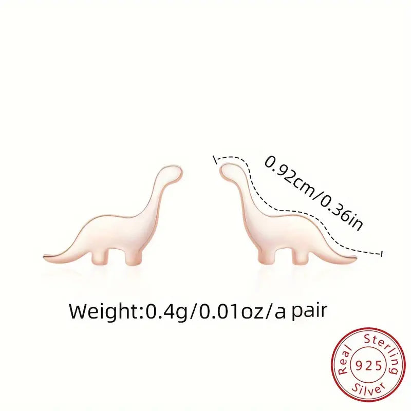 925 Earrings Mini Dinosaur Gold