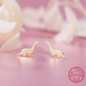 925 Earrings Mini Dinosaur Gold