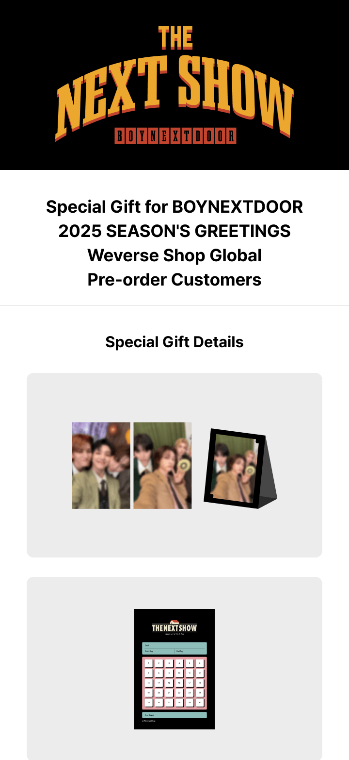 [Pre-Order] 2025 BOYNEXTDOOR SEASON’S GREETINGS + Weverse Shop POB