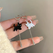 Earrings Black & White Cat