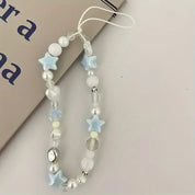 Phone Chain Blue Star Pearls