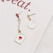 Earrings Playing Card & Clock