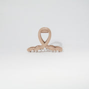 Hair Clip Metal Ribbon Brown