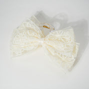 White Doily Lace Bow Hair Clip