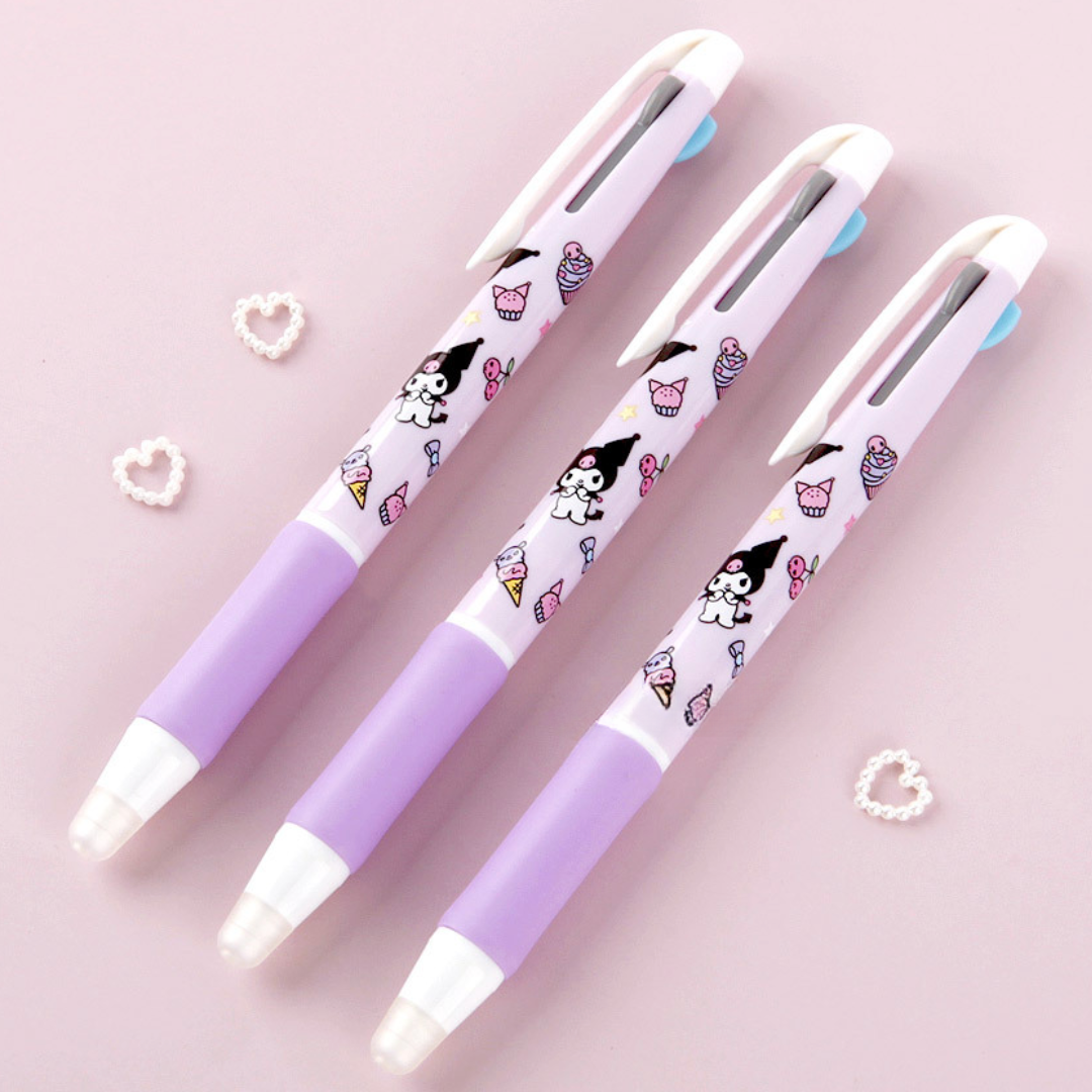 Sanrio Erasable 3-Color Ballpoint Pen - Kuromi