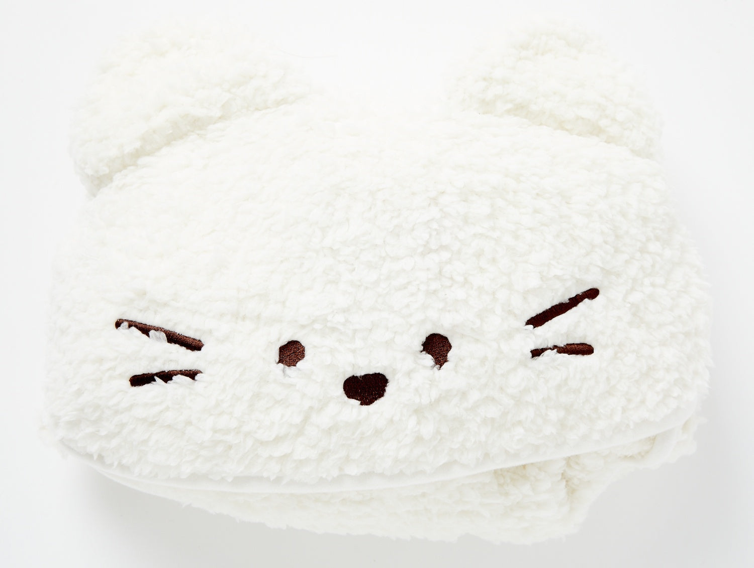 FLUFFY HOOD BLANKET IVORY CAT