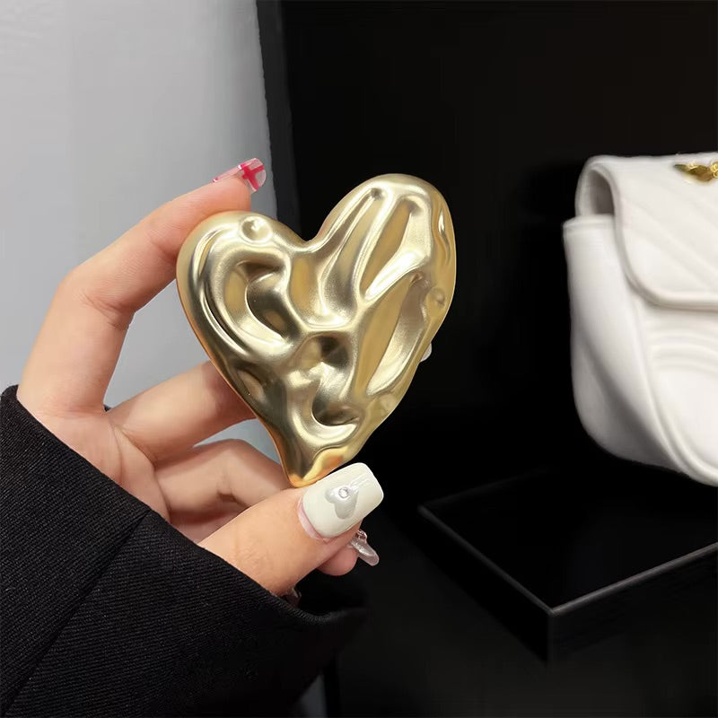 Phone Grip Pleated Heart Golden