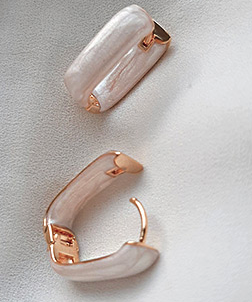 Pearlescent Pink Block Hoops