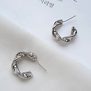 Silver Puff Hoop Earrings