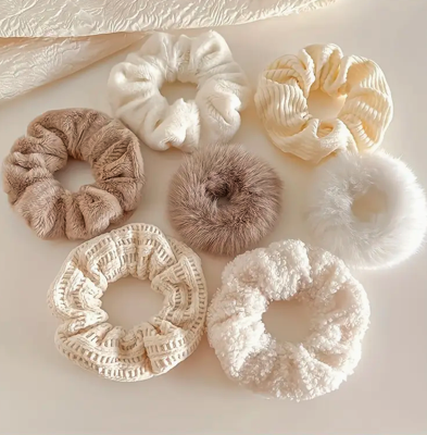 Winter Scrunchies Beige 1PC (Random)