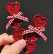 Y2K Red Heart Hair Pin 2pcs