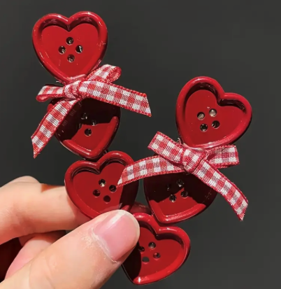 Y2K Red Heart Hair Pin 2pcs