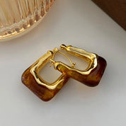 Earrings U-Shaped Brown