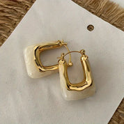 Earrings U-Shaped White