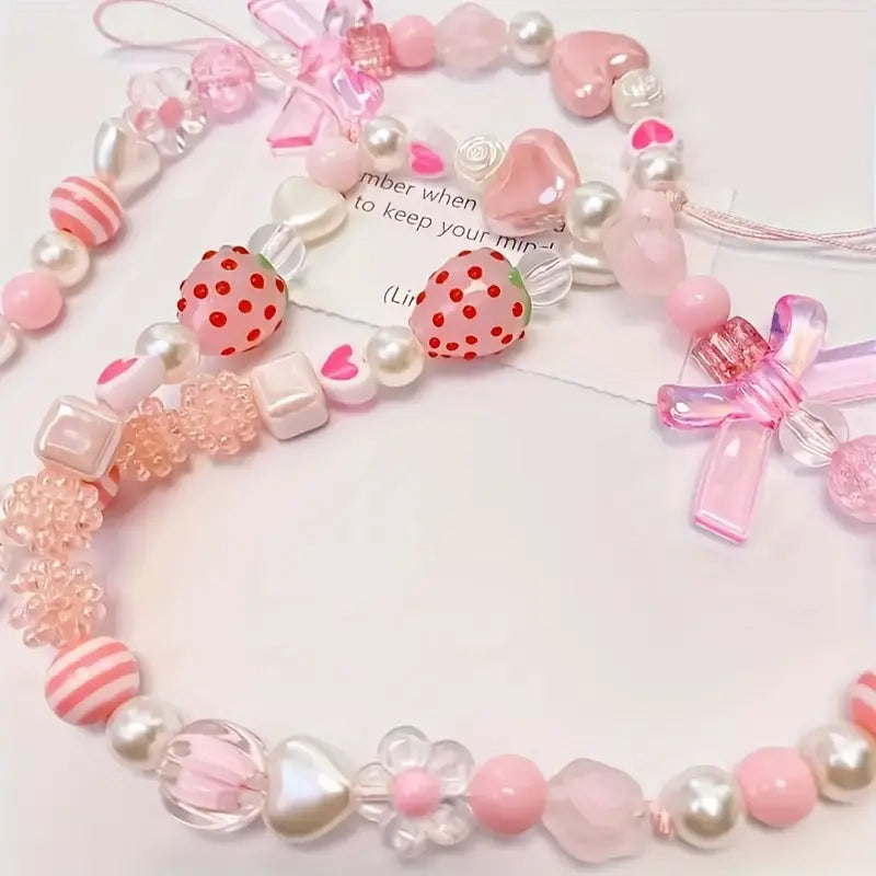 Phone Chain Strawberry and Heart