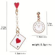 Earrings Playing Card & Clock