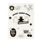 Sticky Memo Set: Black & White Bear