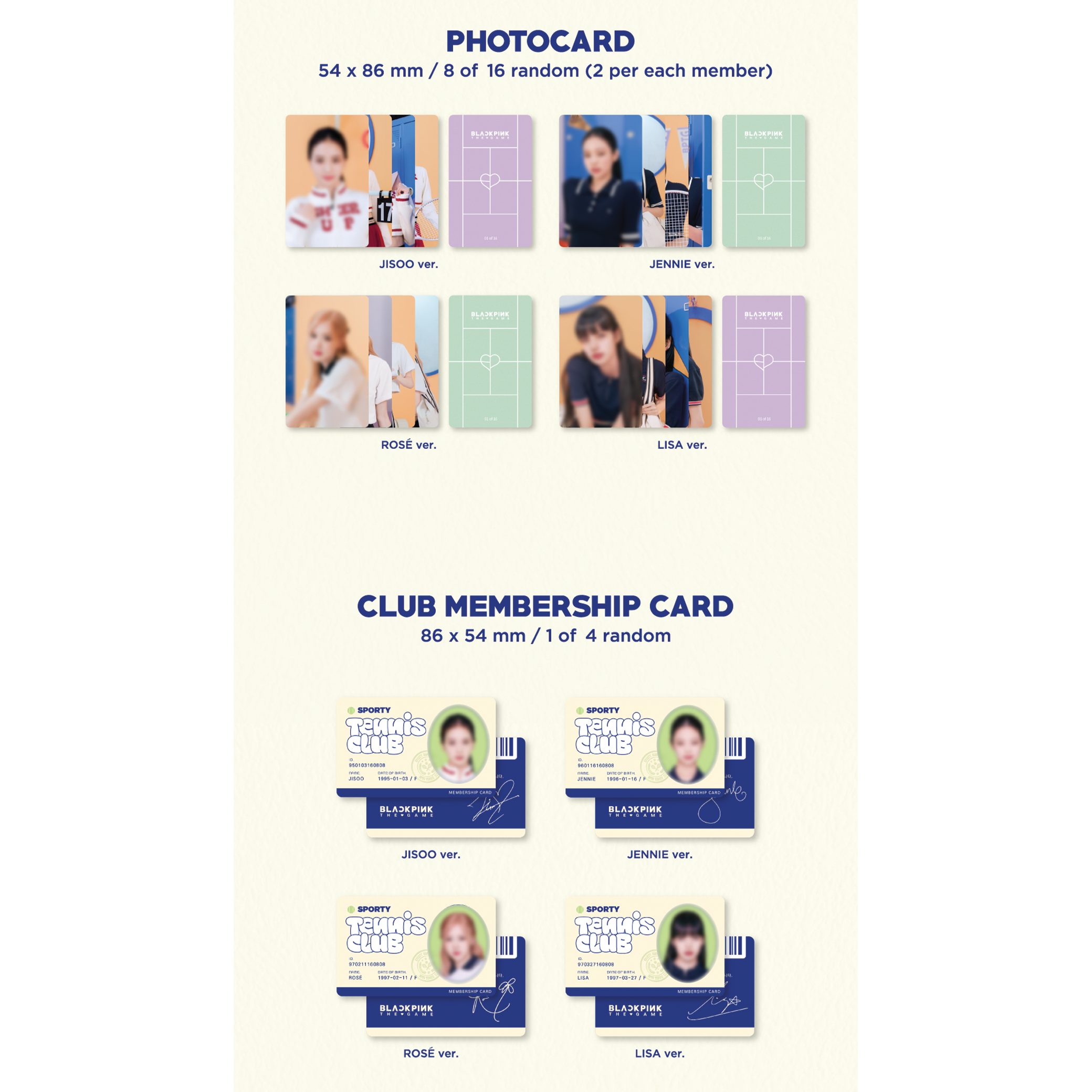 BLACKPINK The Game Photocard Collection "SPORTY BLACKPINK"