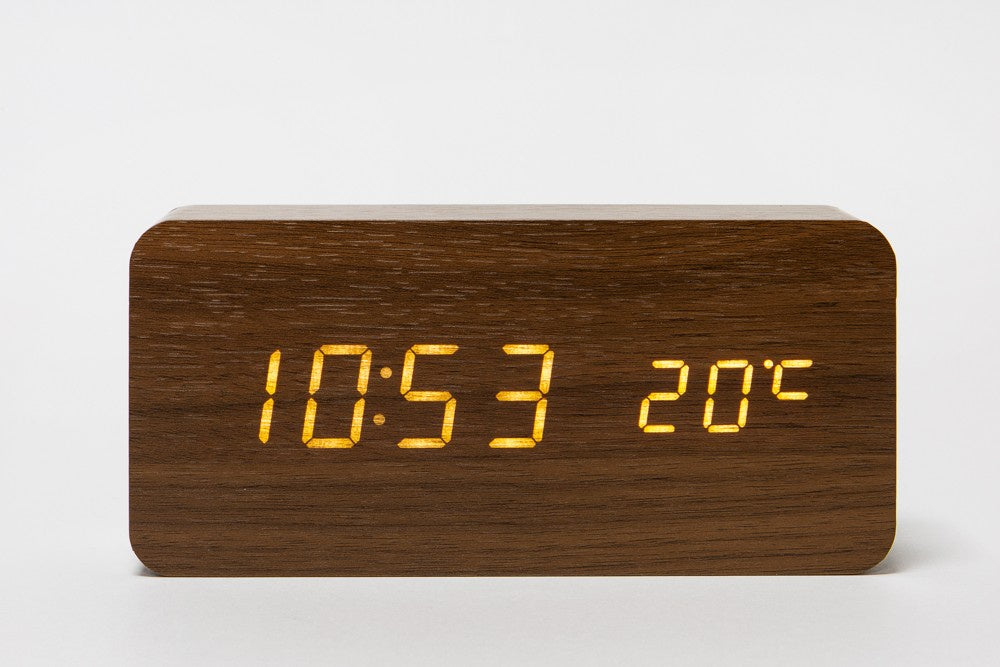 LED Brown Wooden Desk Clock (Large)