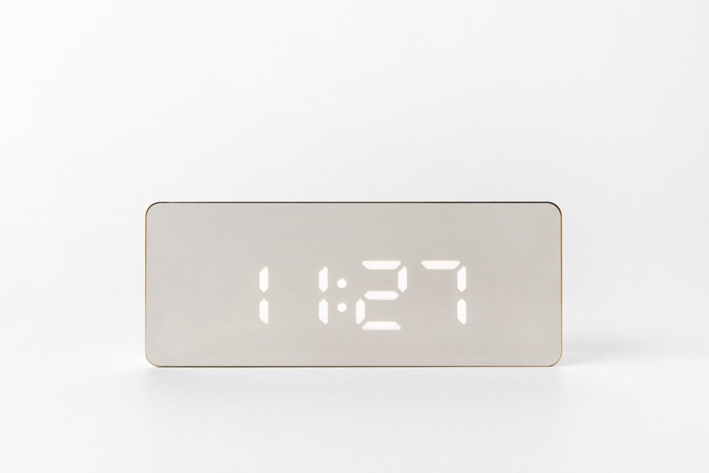 LED Mirror Digital Clock - White