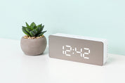 LED Mirror Digital Clock - White