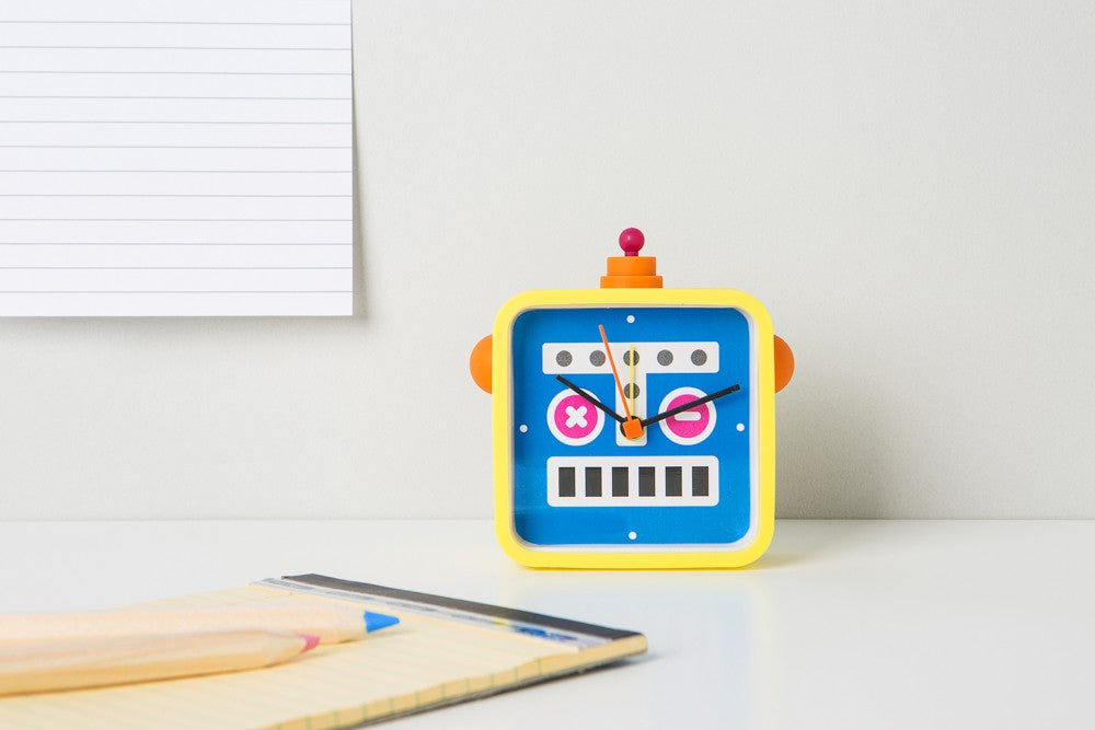 Robot Face Desk Clock (Yellow)