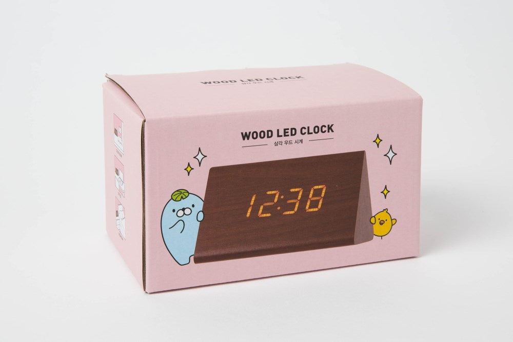 Digital Triangle Desk Wooden Clock (Brown)