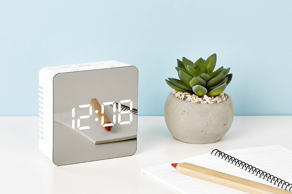 Square LED Mirror Clock (Small)