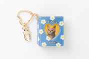 Mini Photo Album Keyring Daisy Cat Blue