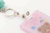 Photo Card Case Rainbow Bear with Bell Key Ring