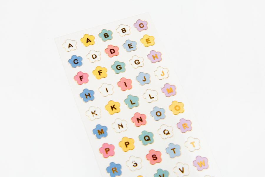 Sticker Flower Alphabet Gold