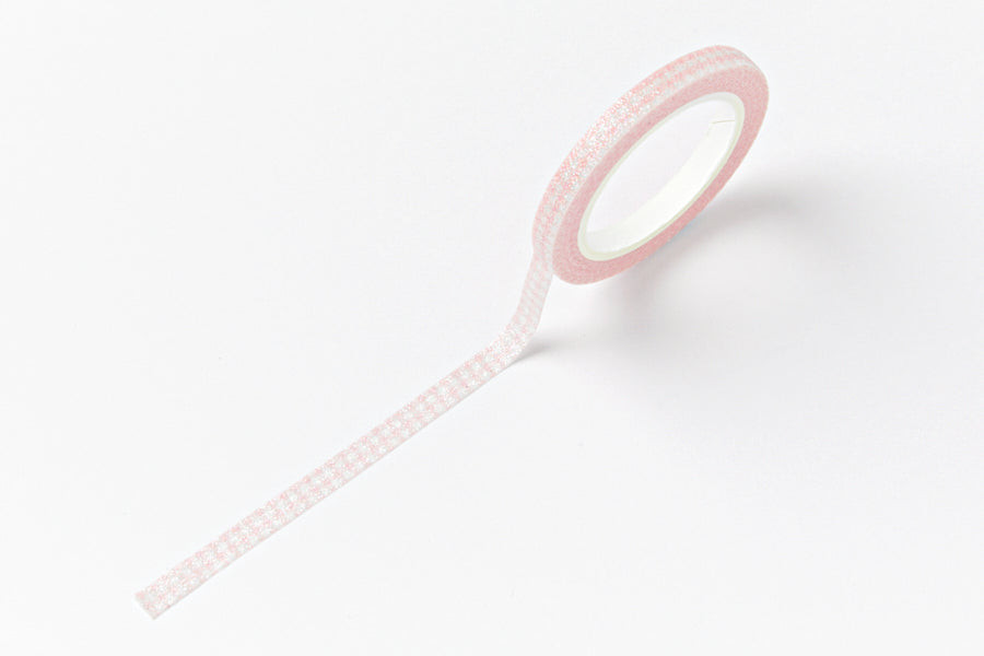 Masking Tape Glitter Check Pink 5mm