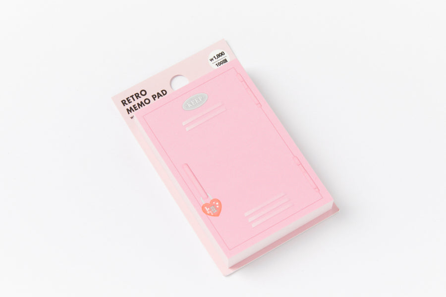 Sticky Memo Pad Pink Heart Locker