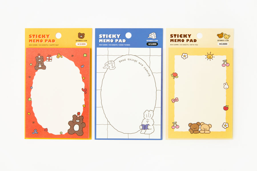 Sticky Memo Pad Black Rabbit L