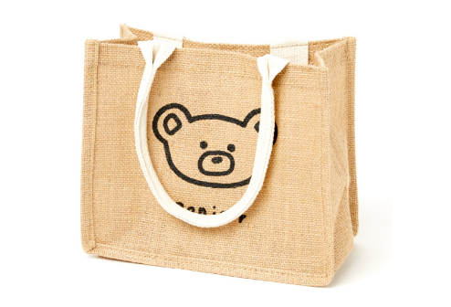 Jute Tote Bag Bear Brown S