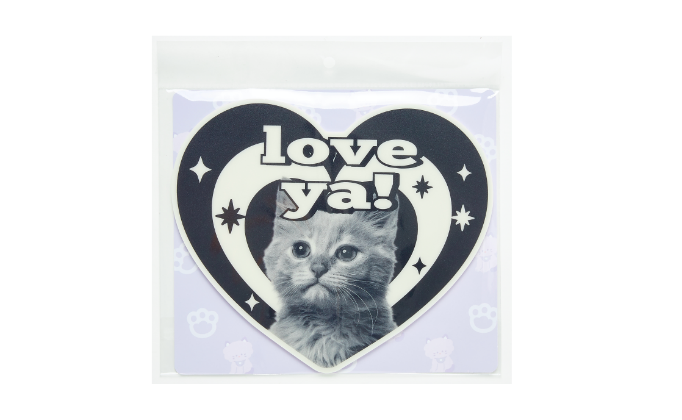 Mouse Pad Cat Black & White Heart