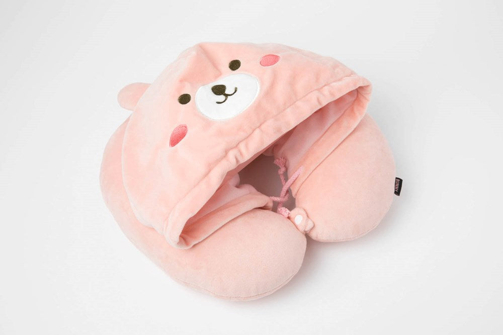 Hooded Neck Cushion Pink Rabbit